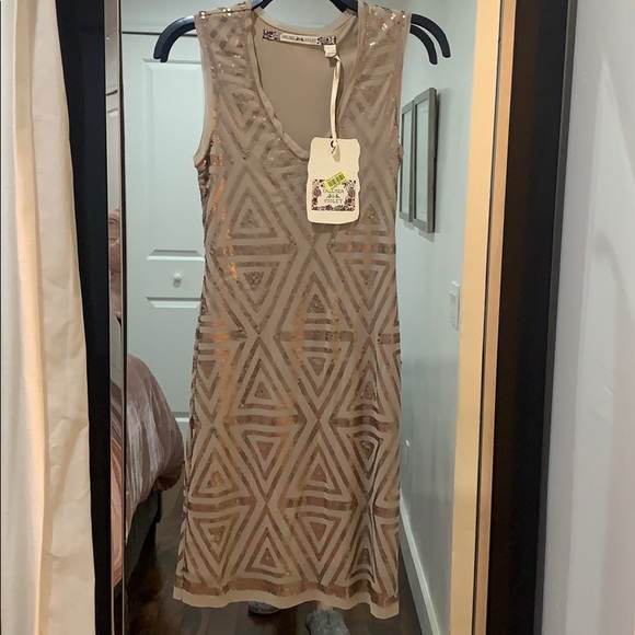 Chelsea & Violet Gold Glitz Sparkle Party Dress - Picture 2 of 2